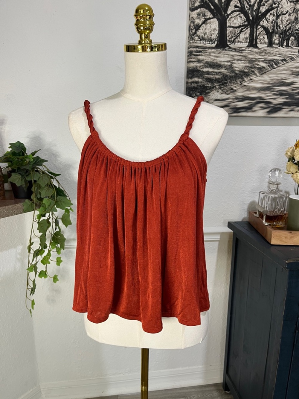 NWT Express Braided-Strap Rust Red Camisole Small